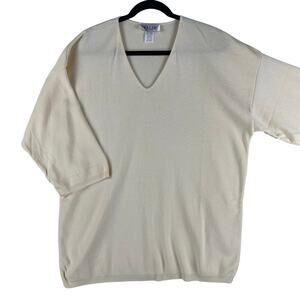 Avalin Womens Pullover Sweater SZ Med Yellow V-Neck  100% Cotton USA Ultra Soft
